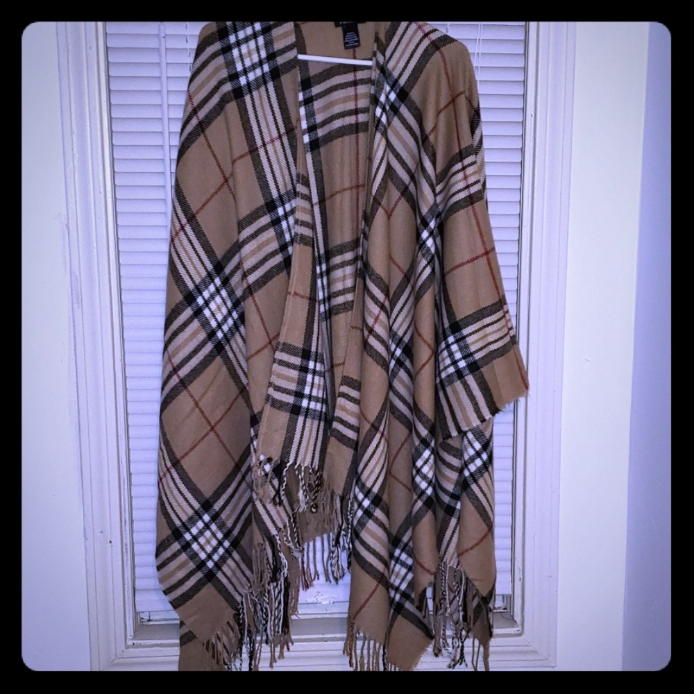 Womens FRAAS Plaid Poncho OS